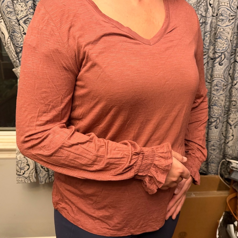 Maurice 24/7 long sleeve dusty rose/mauve pink, scrunched sleeves